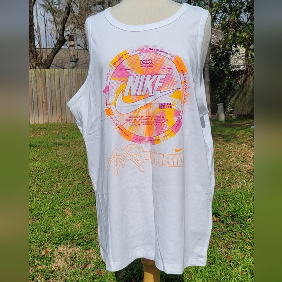 Nike White Tank Top with Vibrant Graphic Design - Picture 1 of 3